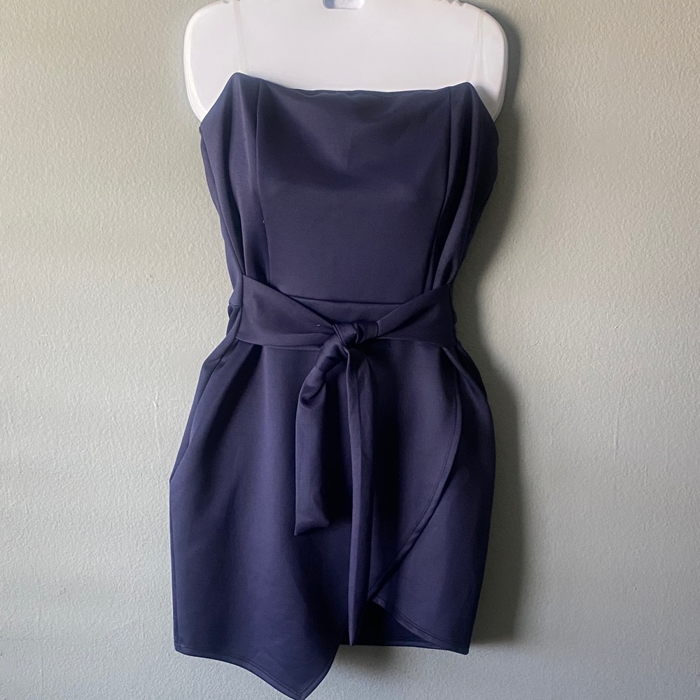 NWT Charlotte Russe Strapless Navy Tie-Waist Cocktail Dress